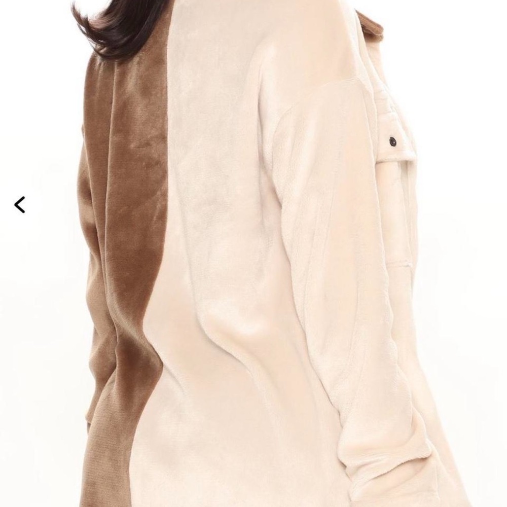 Fashion Nova Two-Tone Button Down Shirt - Cream and Brown - Picture 3 of 4